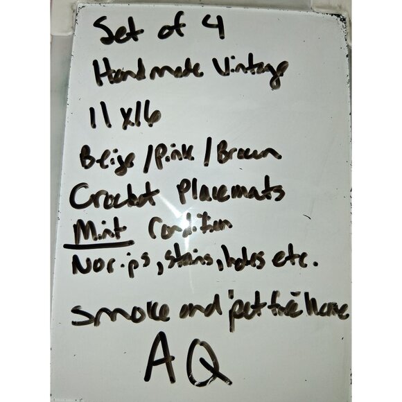 Set Of 4 Handcrafted Crochet Placemats Pink Brown Flower Design - Picture 8 of 8